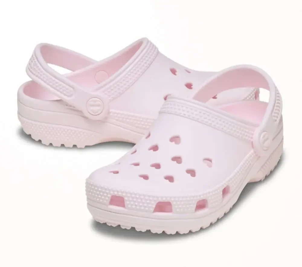 Crocs Classic Hearts Bubble Ice Cutout Clogs Sz J1